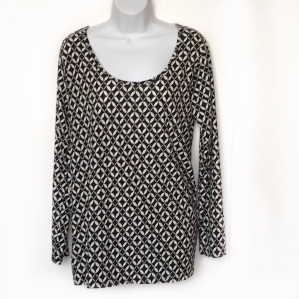 LuLaRoe Top Women’s  Tunic Scoop Neck Geometric Print Black/White Large